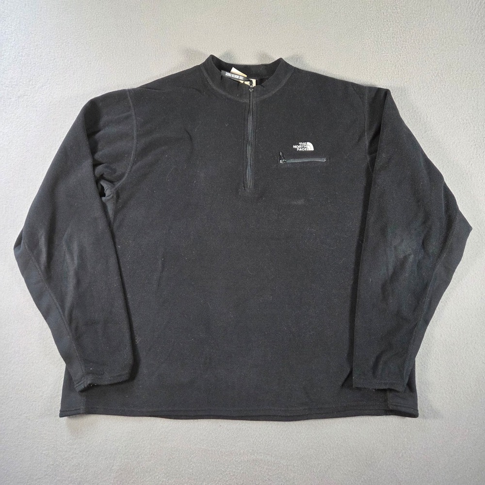 Vintage The North Face Jacket Mens 2XL Black Fleece 1/4 Zip Sweatshirt Made USA